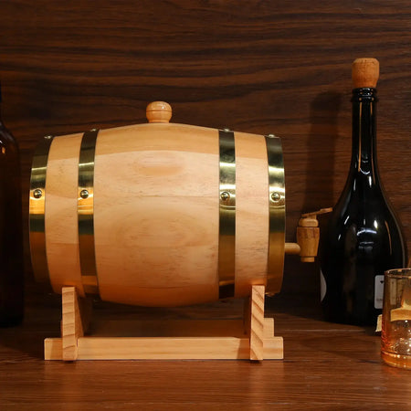 3L Wine Barrel with Stand Bung and Spigot Whiskey Barrel Dispenser Bourbon Barrel for Cocktails Bourbon Rum Tequila Beer