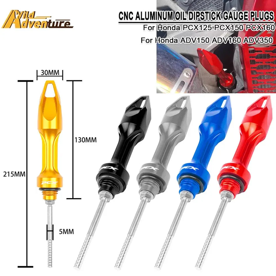 Motorcycle Engines CNC Aluminum Oil Dipstick Gauge Plugs For Honda PCX125 PCX150 PCX160 ADV150 ADV160 ADV350 Oil Tank Dipstick by InterCyprus Trading Ltd