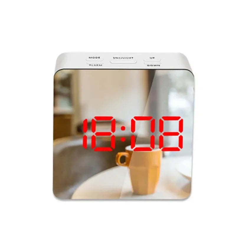 LED Mirror Alarm Clock &ndash; Large Display with Snooze Function A03