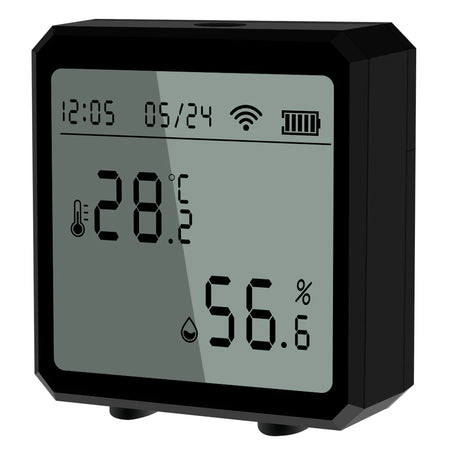 Zigbee WiFi Temperature Humidity Sensor &ndash; LCD Display black
