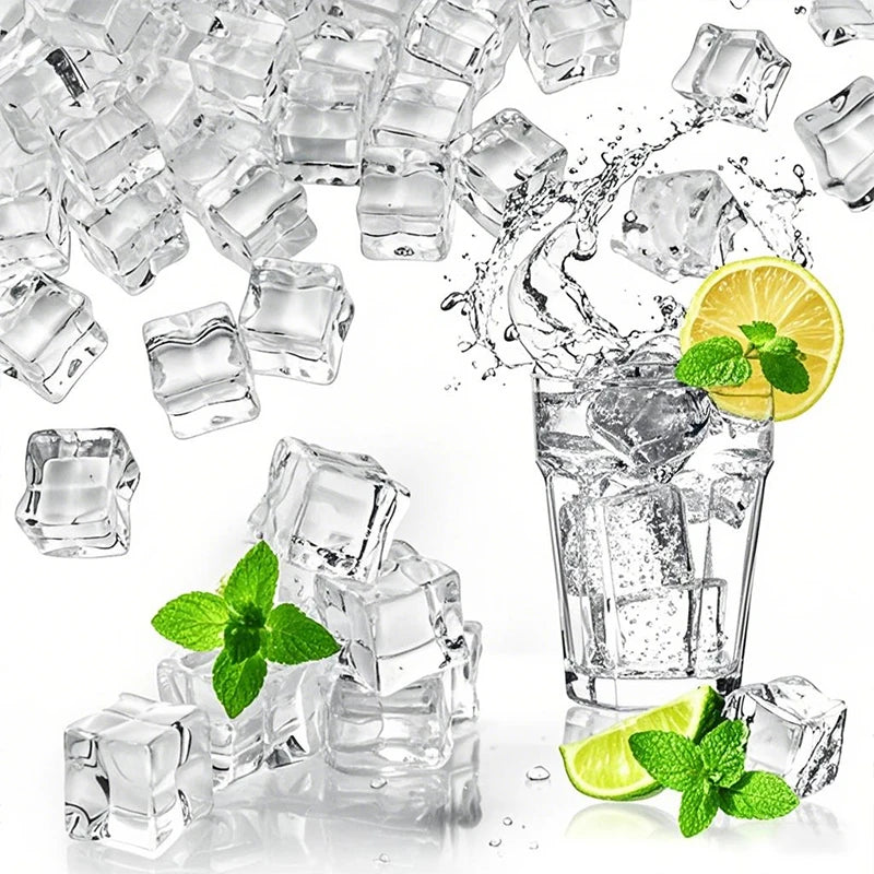 Clear Acrylic Fake Ice Cubes for Photography &amp; Decoration 17mm-100Pcs