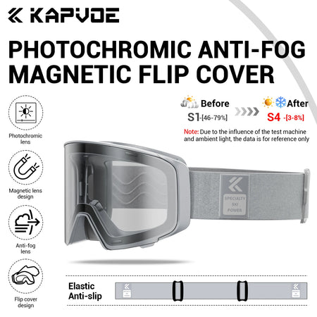 Kapvoe Photochromic Ski Goggles &ndash; Magnetic Anti-Fog Lenses
