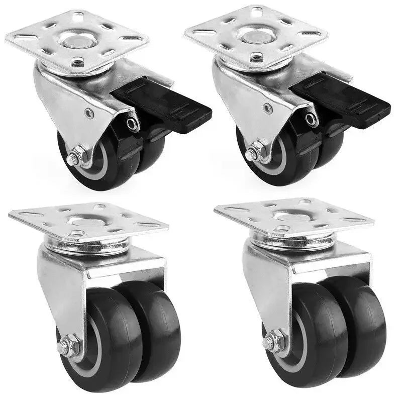 Fixkit 4 Stuks 50mm Rubber Wielen Met Remmen Zwenk 300kg