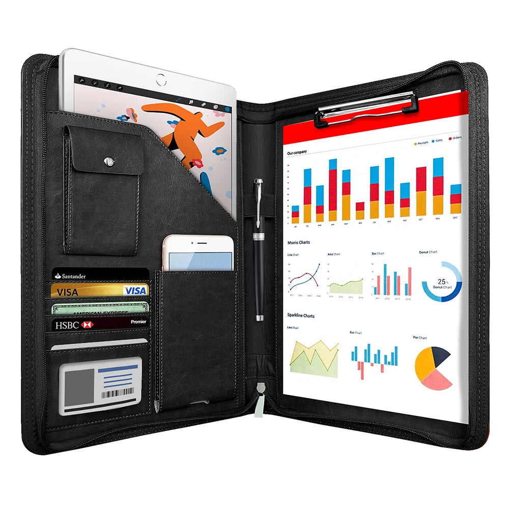 Multifunctional A4 Conference Folder | Leather Document Organizer 2024