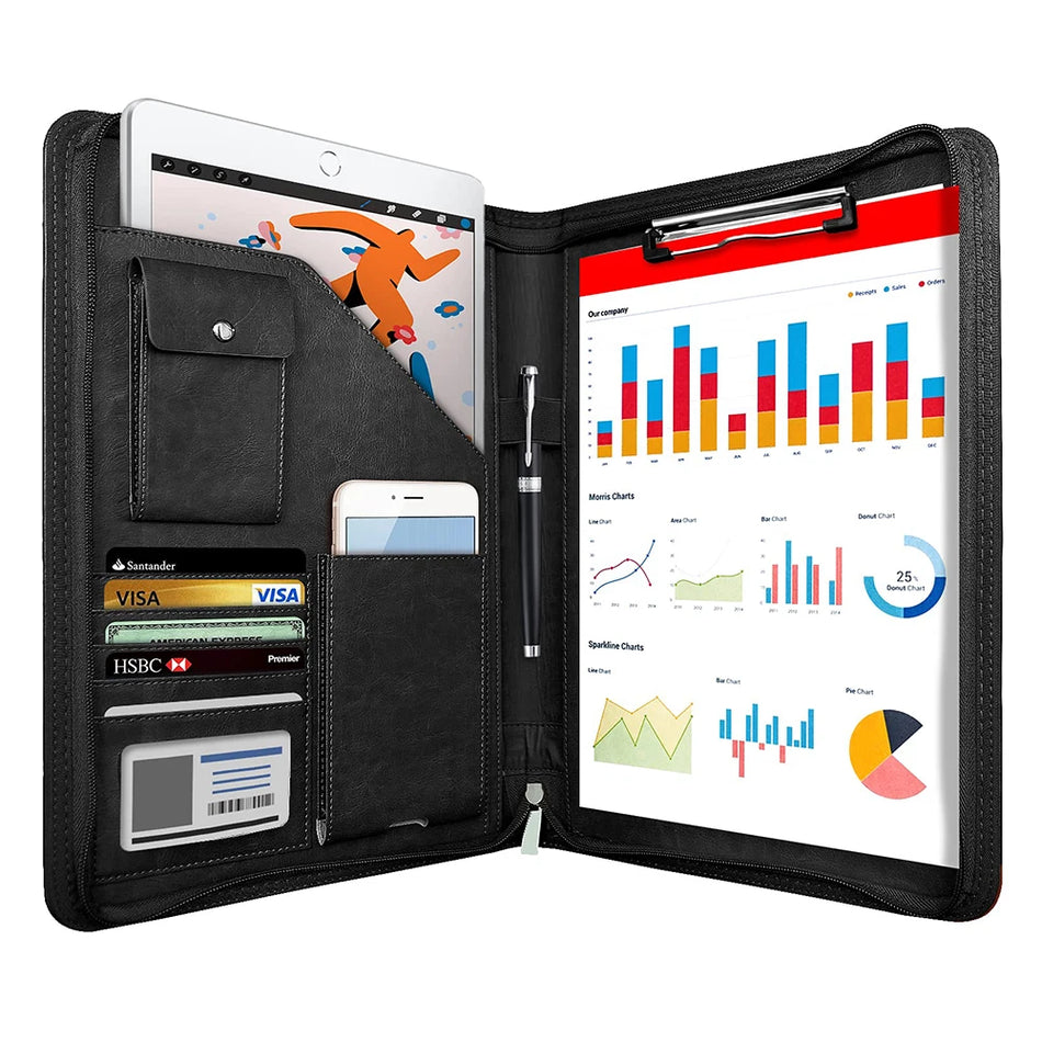 Multifunctional A4 Conference Folder | Leather Document Organizer 2024