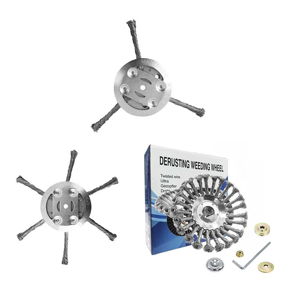 6 tuuman teräslankaharja leikkuupää rikkaruohoille ja sammalelle