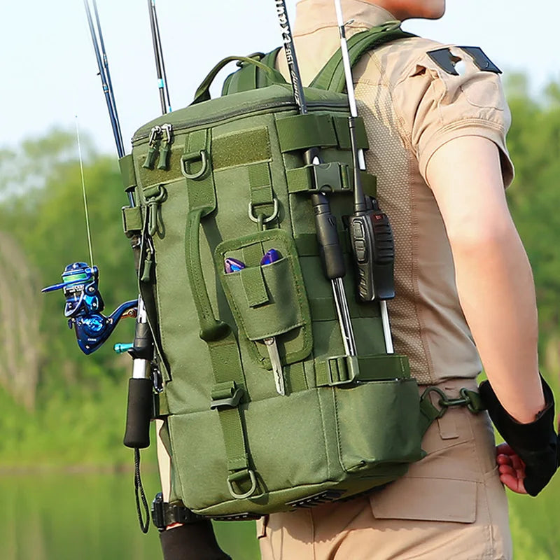 Tactical Fishing Backpack Tackle Bag &ndash; Rod Holder Ready