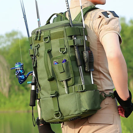 Tactical Fishing Backpack Tackle Bag &ndash; Rod Holder Ready