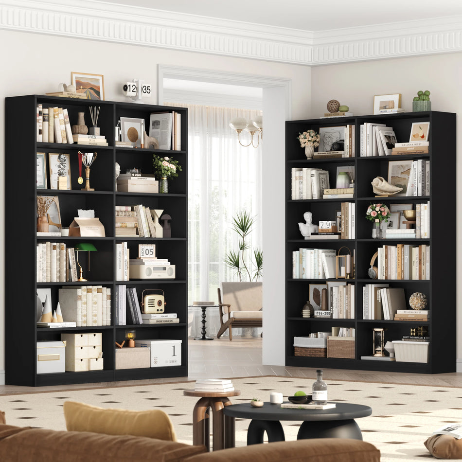 Getone Tall Wooden Bookcase 12 Shelves for Living Room