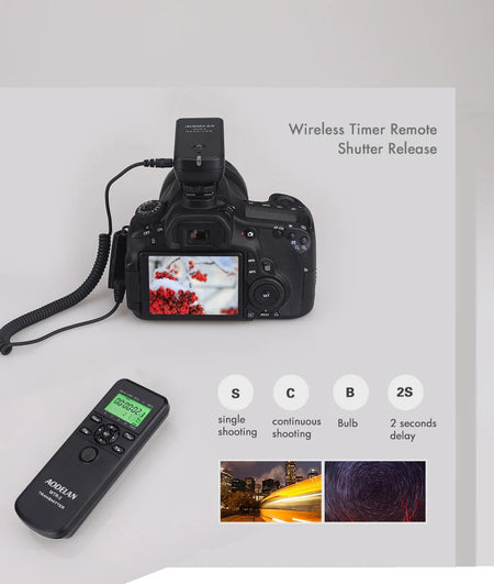 AODELAN WTR-2 Wireless Timer Lapse Intervalometer Remote Control for Multi-Brand Cameras