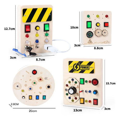 Montessori Busy Board Wood LED Light Switch &ndash; Travel Ready