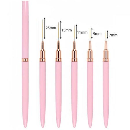 YIKOOLIN 5PCS Nail Art Liner Brushes Set &ndash; Ultra Fine Lines Pink