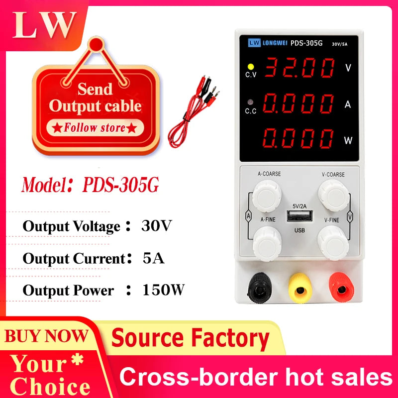 Longwei PDS-3010G - Adjustable 0-30V 10A Lab Bench Power
