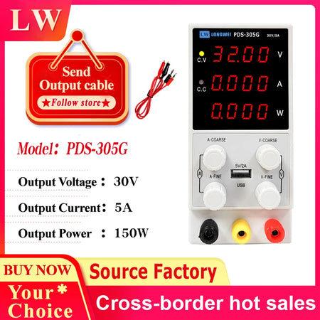 Longwei PDS-3010G - Adjustable 0-30V 10A Lab Bench Power