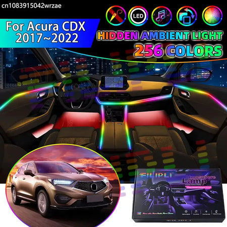For Acura CDX 2017~2022 RH4 RH5 RGB Car Interior Ambient Lights Strips Breathing Lighting Kit App Control LED strips Auto Parts by InterCyprus Trading Ltd
