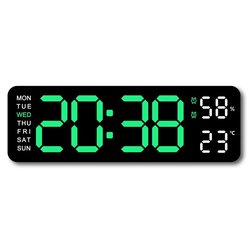 WOKLOK 9 Inch Large Digital Wall Clock &ndash; USB Powered with Temperature and Humidity Display BG / 9 inch