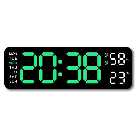 WOKLOK 9 Inch Large Digital Wall Clock &ndash; USB Powered with Temperature and Humidity Display BG / 9 inch