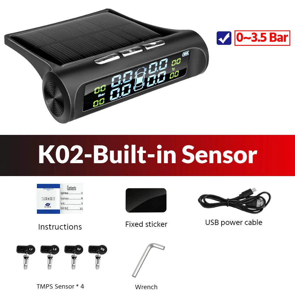 ACCEO Intelligent TPMS - Solar Tire Pressure Alarm K02-Built-in sensor