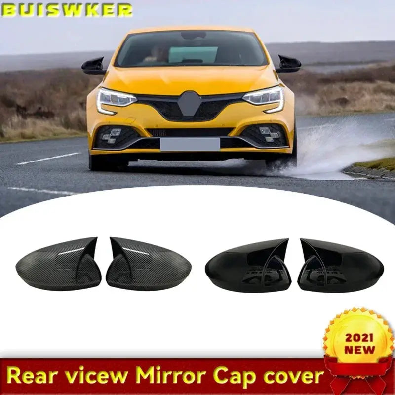 2 Pieces ABS Plastic Bat Wing Mirror Covers Caps Rearview Mirror Case Cover Gloss Black Car Accessories For Renault Megane 4 MK4 by InterCyprus Trading Ltd