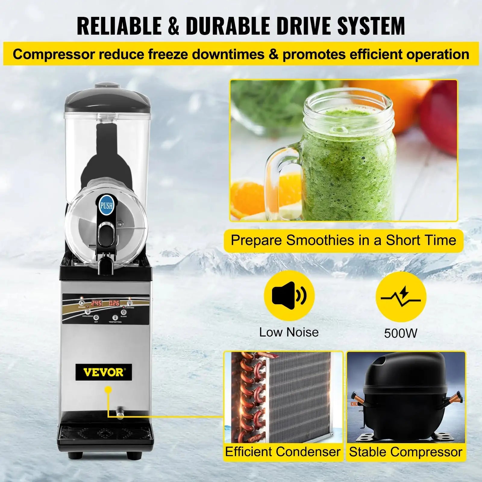 15L Slush Ice Machine Single Tank Stainless Steel Home Use