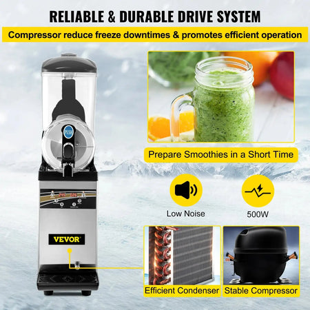 15L Slush Ice Machine Single Tank Stainless Steel Home Use