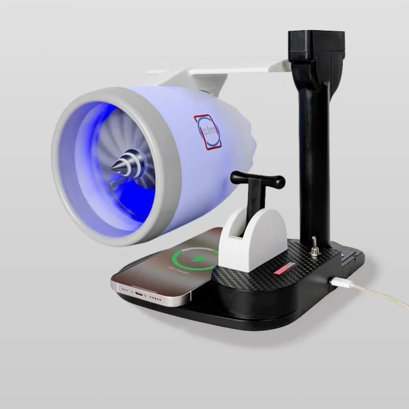 Επιτραπέζιος Ανεμιστήρας Κινητήρα Αεροσκάφους USB TurboFan JetFan, Ασύρματη Φόρτιση, Πλαστικό ABS
