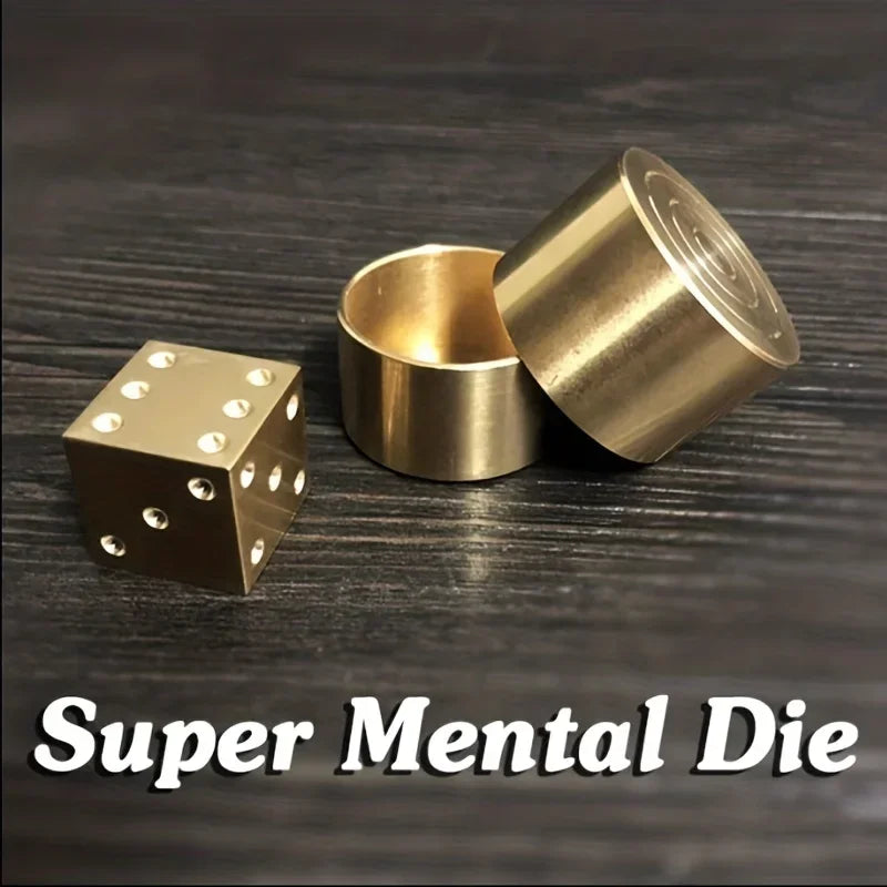 Super Mental Die (Brass) &ndash; Precision Close Up Magic Prop Yellow