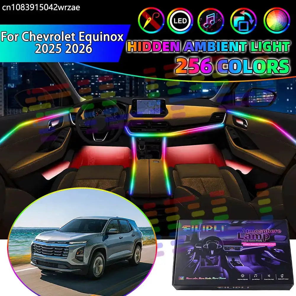 For Chevrolet Equinox 2025 2026 MK4 4th 4rd RGB Car Interior Ambient Lights Strips Breathing Lighting Kit App Control LED strips by InterCyprus Trading Ltd