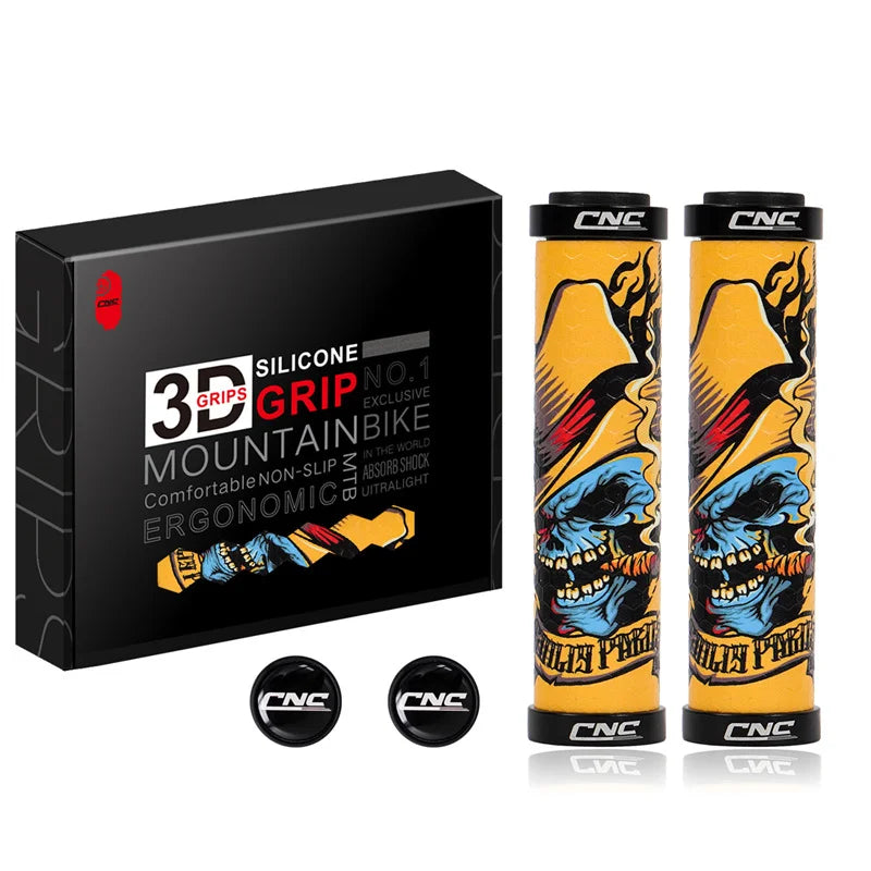 CNC Lock-On Silicone Shockproof MTB Handlebar Grips Yellow zombie