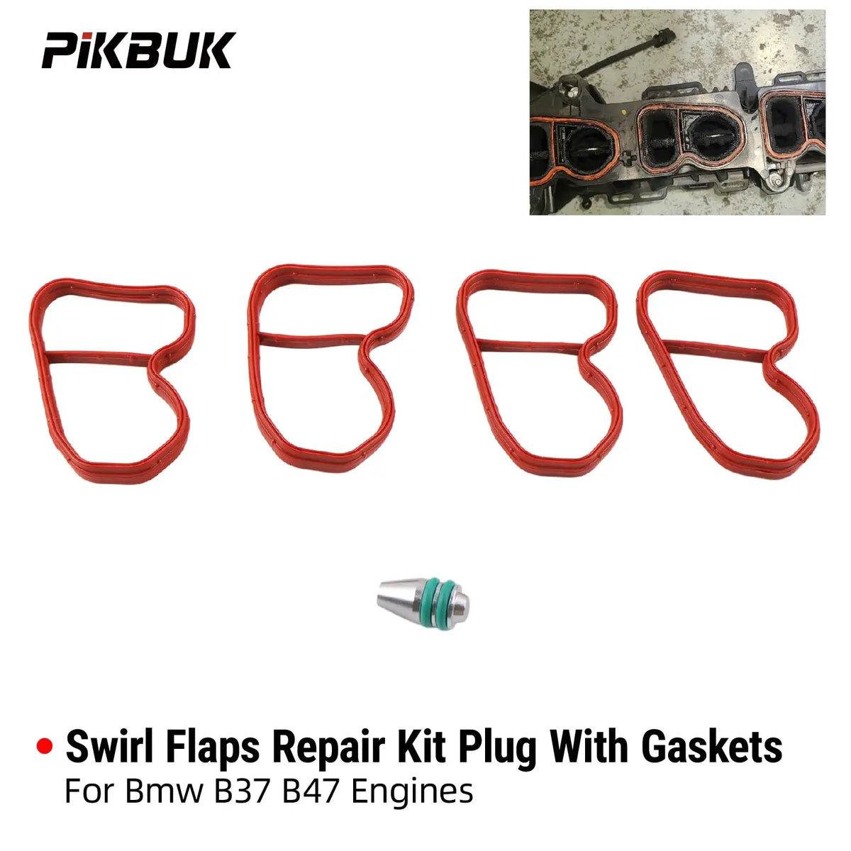 PIKBUK FOR BMW B37 B47 Swirl Flaps Repair Kit Plug with Gaskets Engine Part Accessory for Car Maintenance And Repairs by InterCyprus Trading Ltd