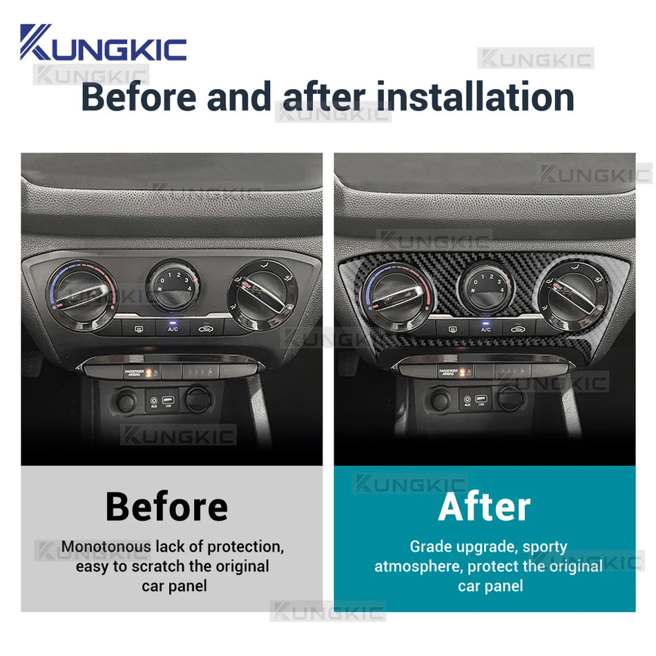 Rivestimento morbido in fibra di carbonio per console centrale Hyundai I20 2015-2020
