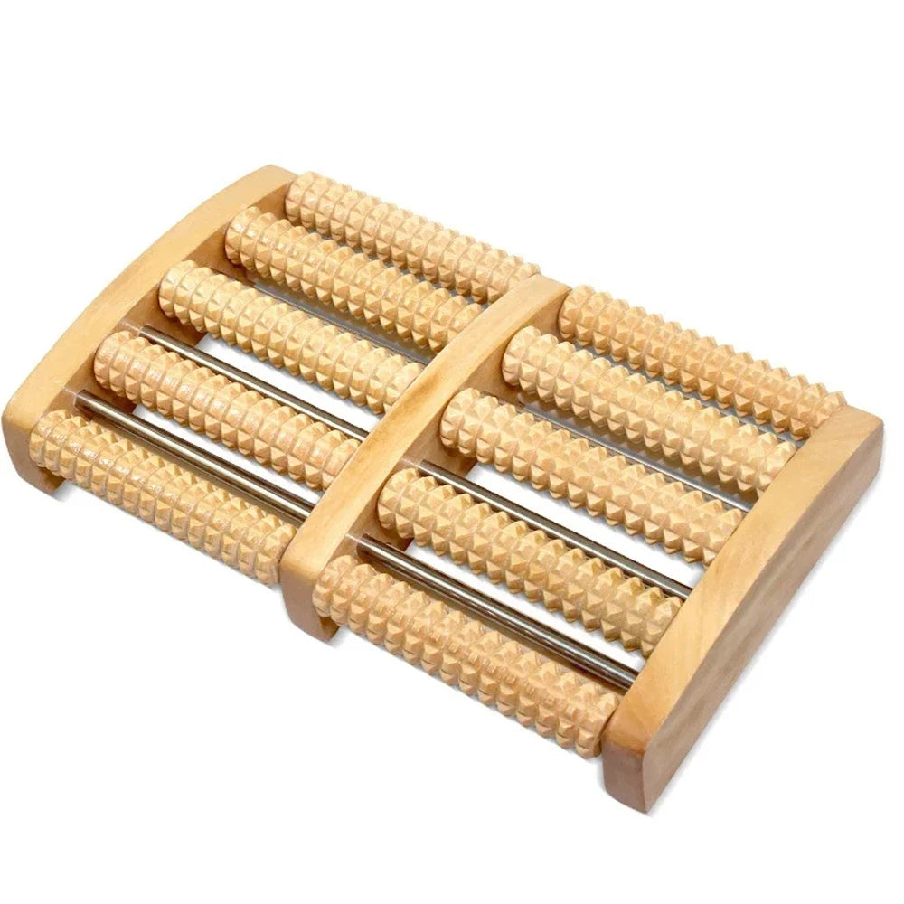 5 Row Wooden Foot Massage Roller &ndash; Acupressure Pain Relief Stimulator 1