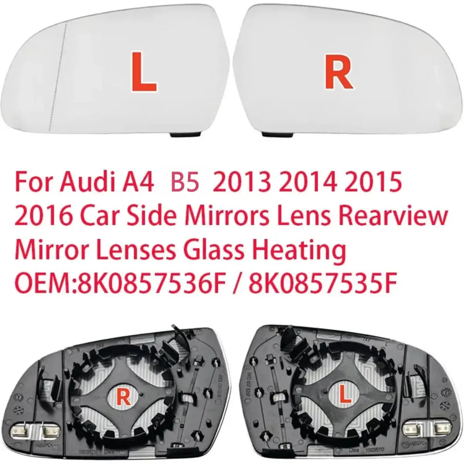 Heated Side Mirror Lens For Audi A4 A4L 2013-2016 With Backing Plate 8K0857536F by InterCyprus Trading Ltd