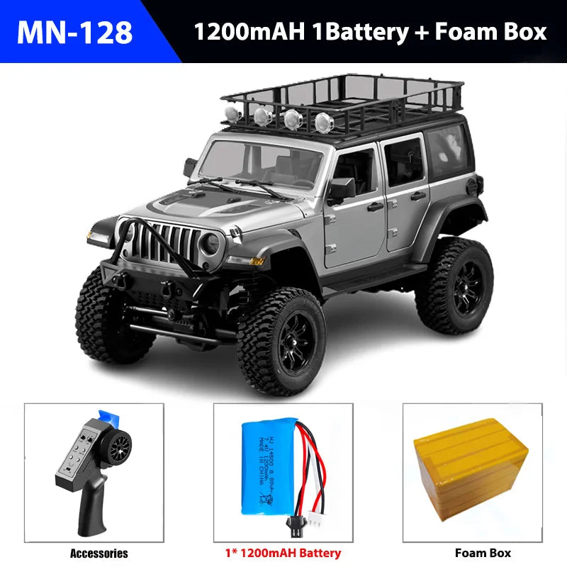 MN128 2.4G RC Crawler 4x4 Car Full Scale &ndash; LED Lighting Grey