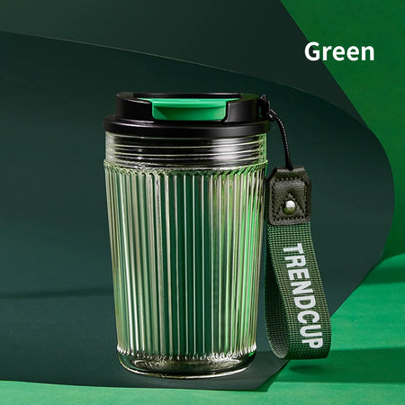 High Borosilicate Glass Portable Water Cup &ndash; Heat Resistant green / CHINA / 0.4L
