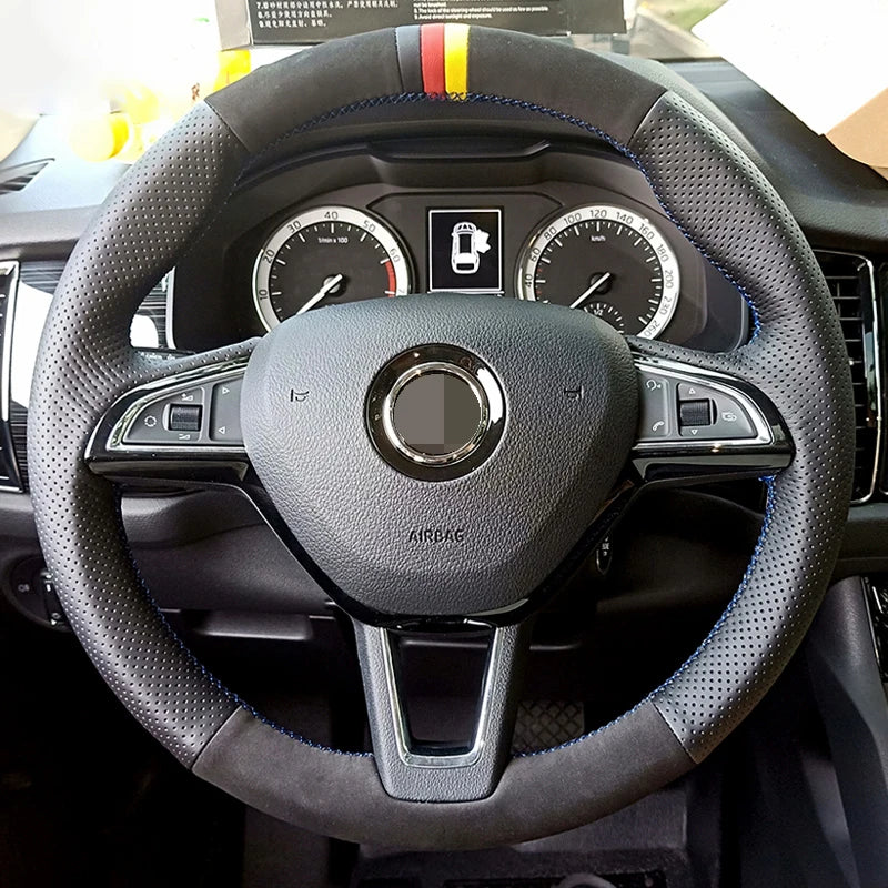 Zamšādas ādas stūres pārsegs Skoda Octavia Fabia Rapid