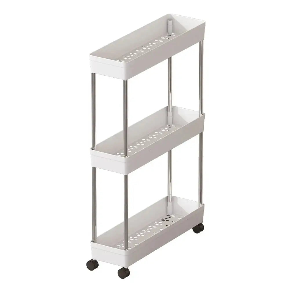 Rolling Utility Cart With Wheels Bathroom Storage Rack 3 Layers White