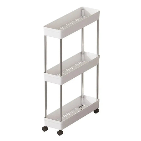 Rolling Utility Cart With Wheels Bathroom Storage Rack 3 Layers White