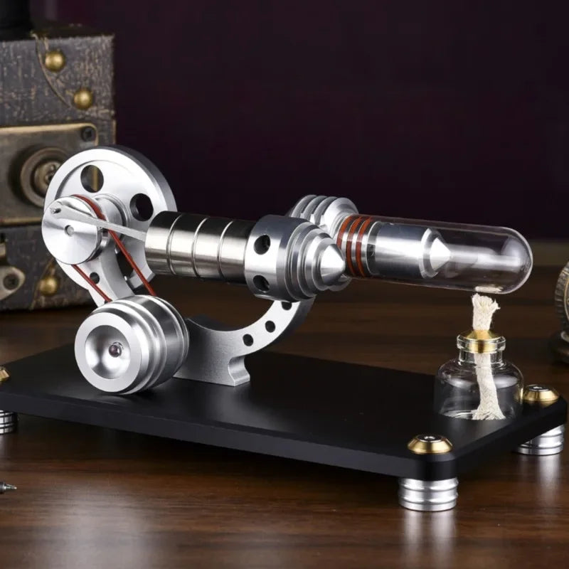 Hot Air Stirling Engine Alternator - Aluminum Alloy Educational Model