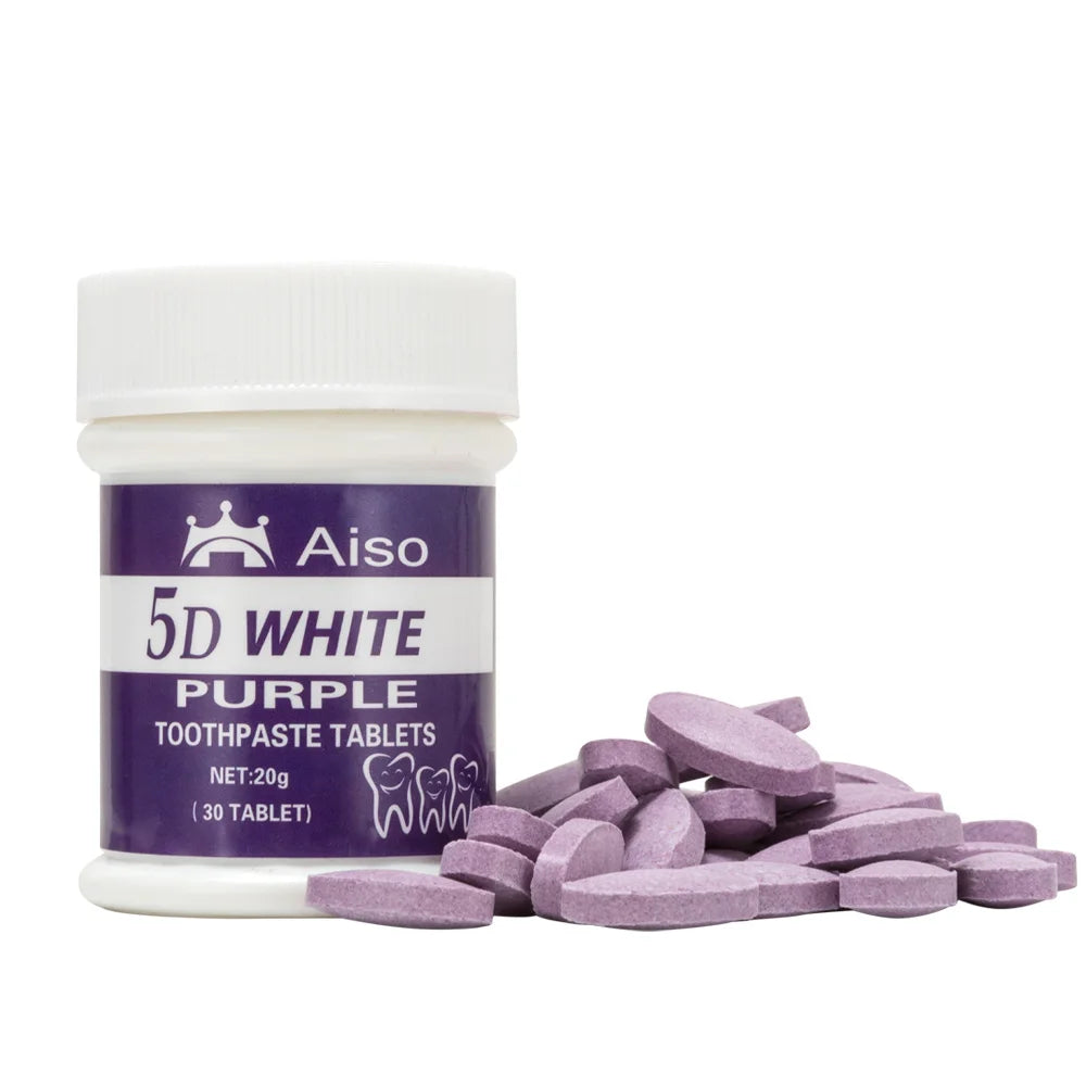 5D Travel Purple Whitening Toothpaste Chewable Tablets &ndash; Convenient Oral Care for On-the-Go Freshness