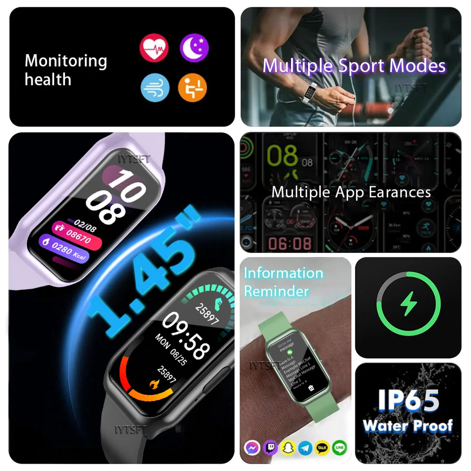 LAXASFIT 1.45 дюйма Умные часы Монитор сна Bluetooth Вызов