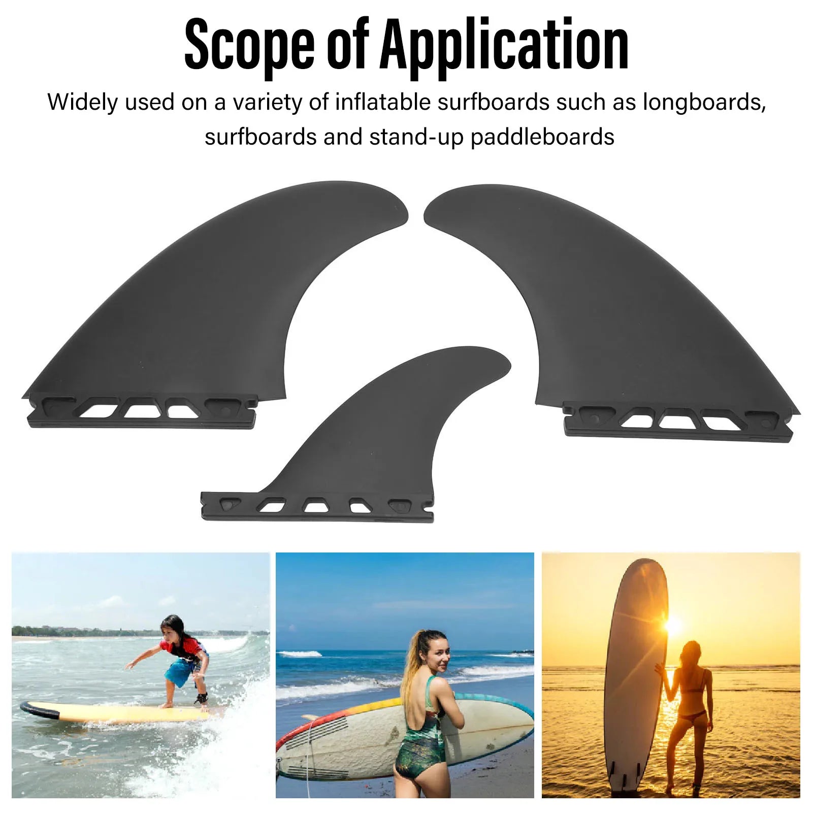 Surf Fin Set Flexible Lightweight PVC Fin &ndash; Durable PVC