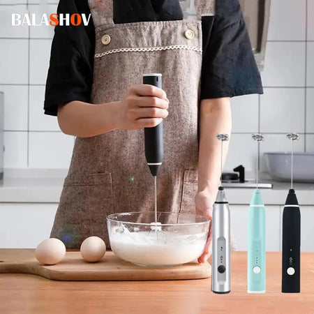 Wireless Milk Frother USB Rechargeable Handheld Whisk