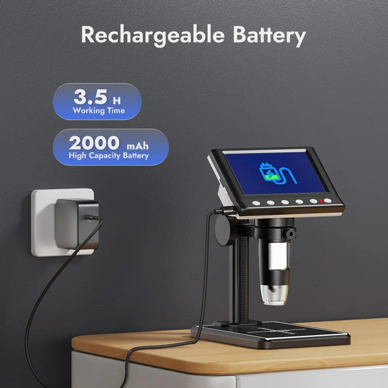 RIEVBCAU DM7 &ndash; 4.3 Inch Digital Microscope With 1000X Zoom