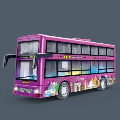 Double-Decker Bus Diecast &ndash; Pull-Back Action Vehicle violet