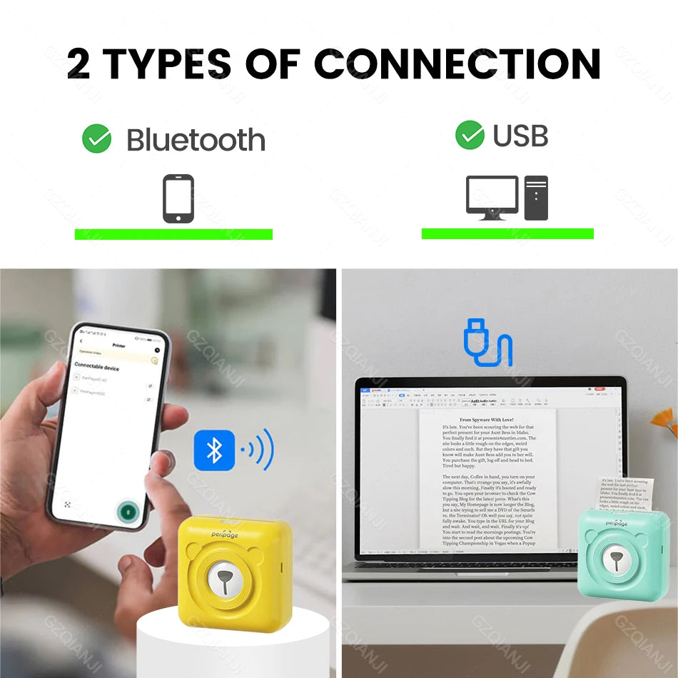 Impresora de fotos Bluetooth portátil con funda y papel térmico para iOS