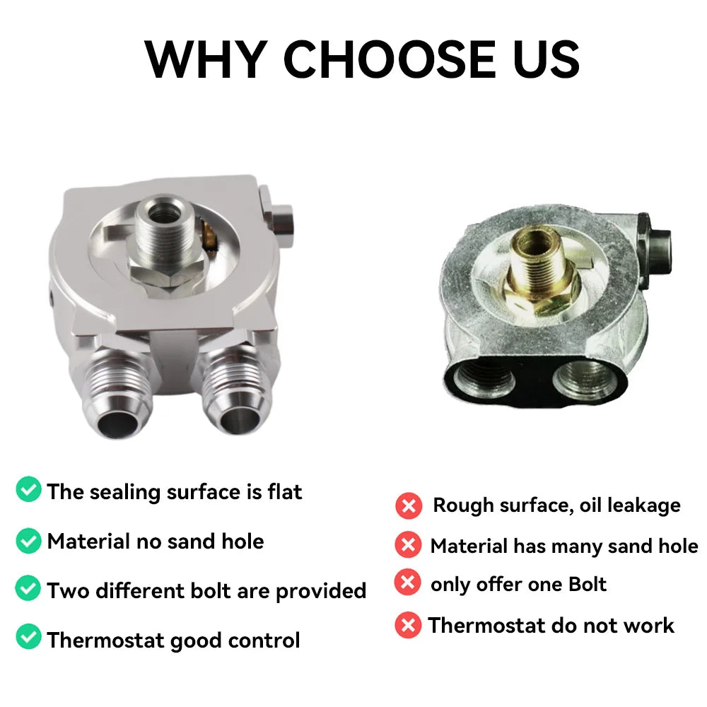 Oil Cooler Sandwich Plate AN8 AN10 Aluminum Filter Thermostat Sender Adapter by InterCyprus Trading Ltd