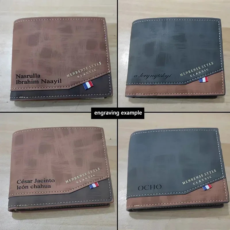 Personalised Classic Short Wallet with Coin Pocket for Men