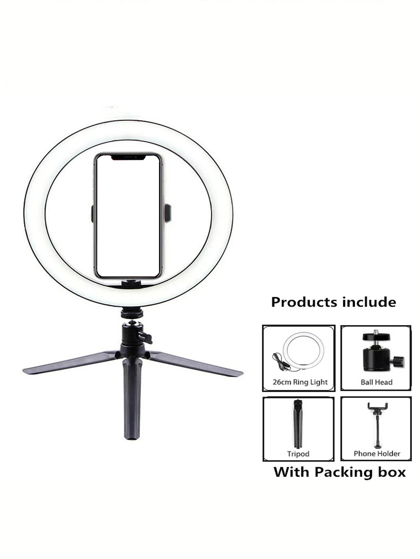 26 Cm Shooting Light Ring Compact &ndash; Tripod Stand Included black