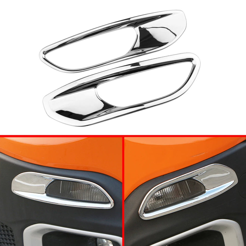 Fog Lamp Cover for Jeep Renegade ABS Chrome Finish with Daytime Running Lights Front Bumper Accent